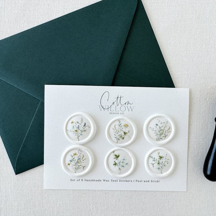 "Wildflower Blue Floral Wax Seal Self-adhesive| Set Of 6" - Wax Seals in multicolorassorted-colors by Eva Friesen