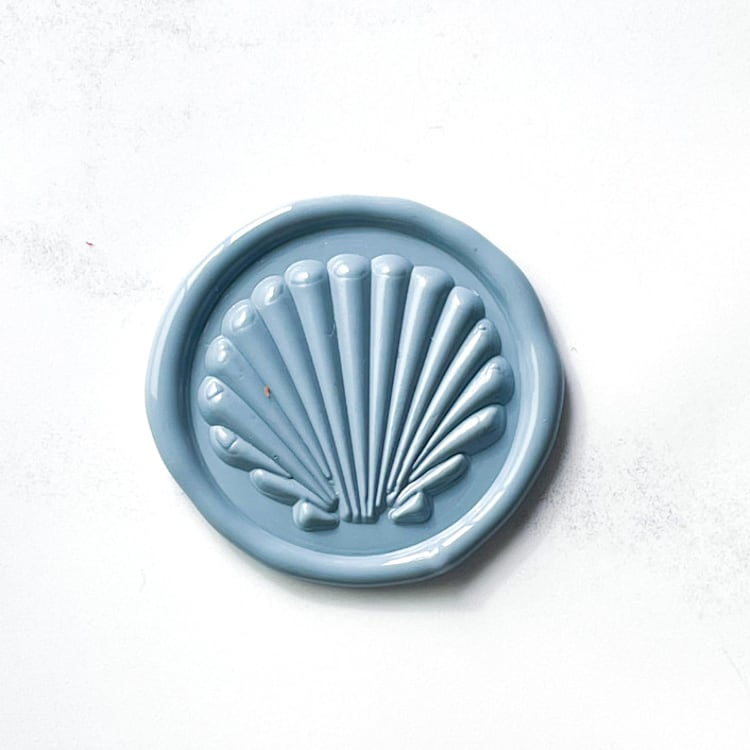 "Seashell in Dusty Blue Pack of 10" - Wax Seals in blue by Abby Choi