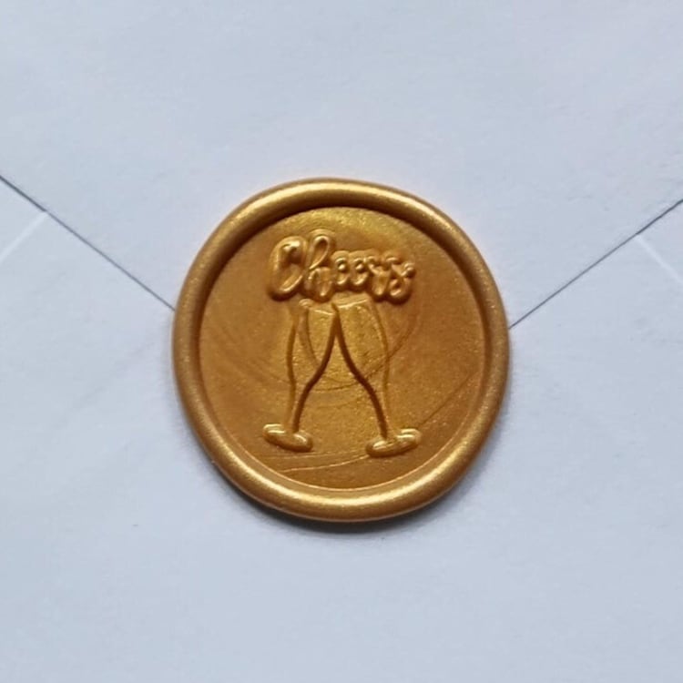 "Customizable Color Cheers Celebration Self-Adhesive Wax Seals, Set of 5" - Wax Seals in gold by MC silverlinings