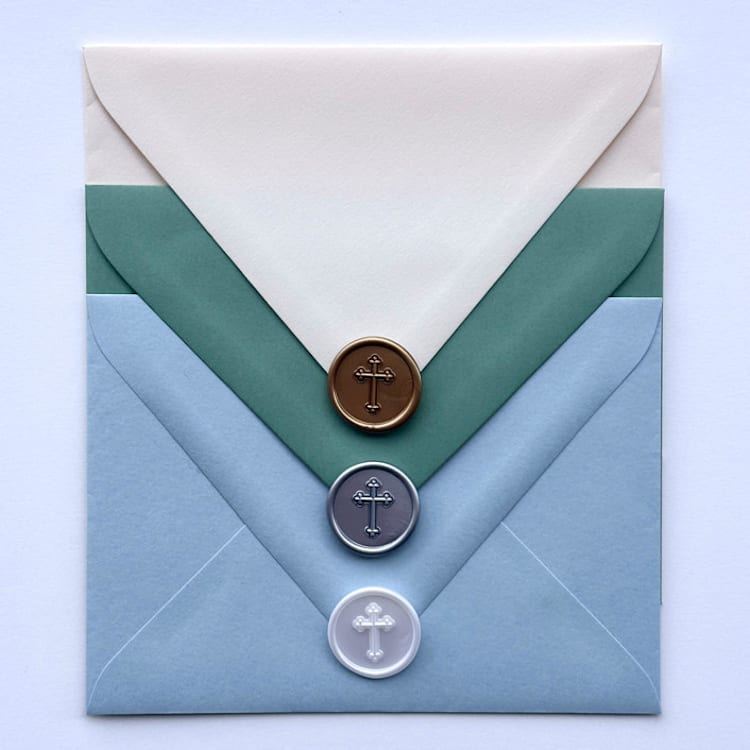 "3D Holy Cross Wax Seal Sticker - Set of 25" - Wax Seals in multicolorassorted-colors by Eva Tadros