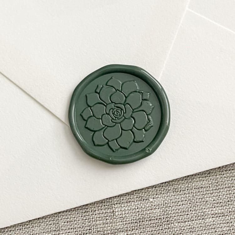 "Succulent self-adhesive wax seal stamp in olive green | Set of 10" - Wax Seals in green by Orchid Studio
