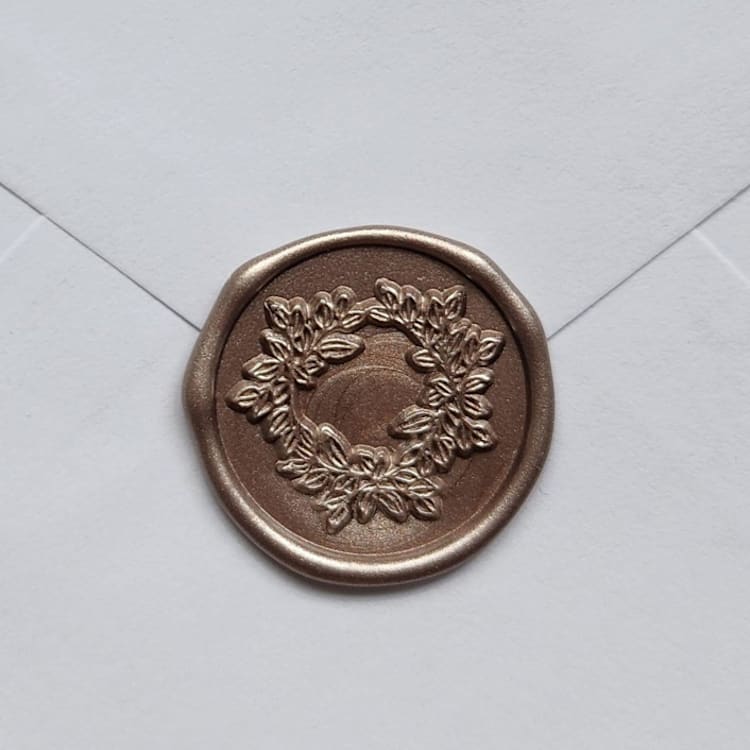 "Customizable Color Wreath Self-adhesive Wax Seals, Set of 5" - Wax Seals in gold by MC silverlinings
