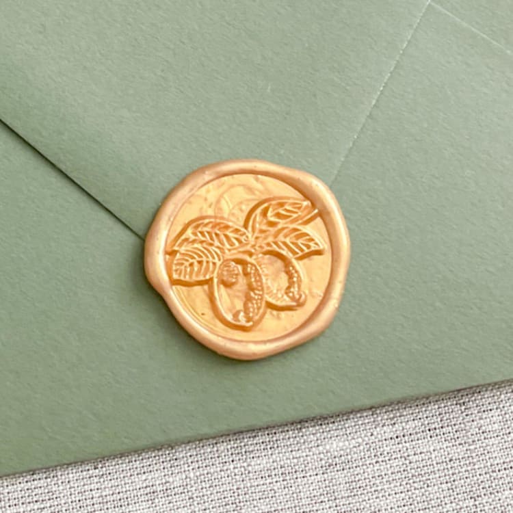 "Lemons wax seal in yellow gold | Set of 10" - Wax Seals in gold by Orchid Studio