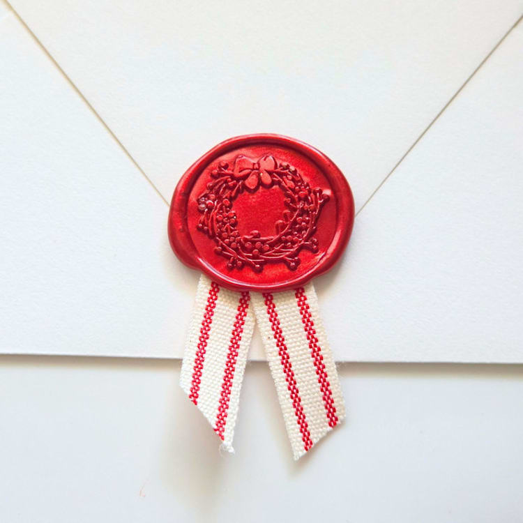 "Festive Wax Seal with Striped Ribbon- Customizable- Set of 10" - Wax Seals in multicolor by Inkspiringletters