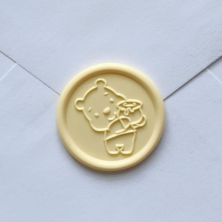 "Customizable Color Baby Honey Bear Self-adhesive Wax Seals, Set of 5" - Wax Seals in pink by MC silverlinings