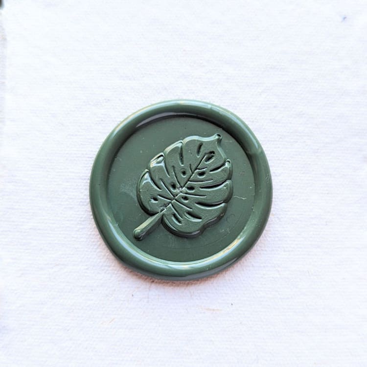 "Monstera Leaf- Customizable Color- Set of 25 Hand-crafted Wax Seals" - Wax Seals in multicolor by Inkspiringletters