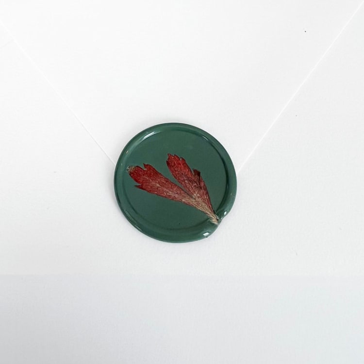 "Red Anemone Leaves Wax Seal in Green | Pack of 10" - Wax Seals in green by Caitlin Home