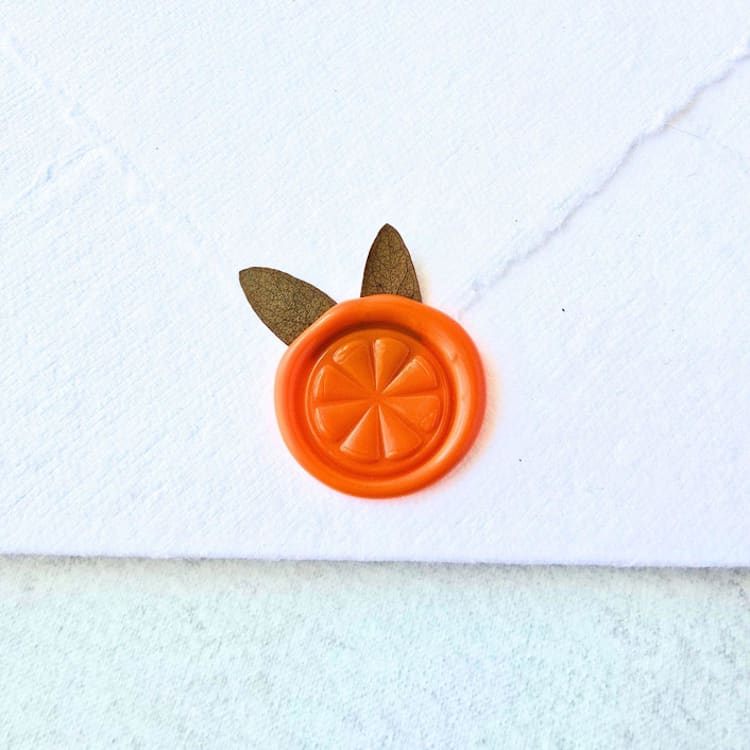 "Orange Slice- Orange Wax Seal with Dried Botanicals- Set of 25 Hand-crafted Wax Seals" - Wax Seals in orange by Inkspiringletters