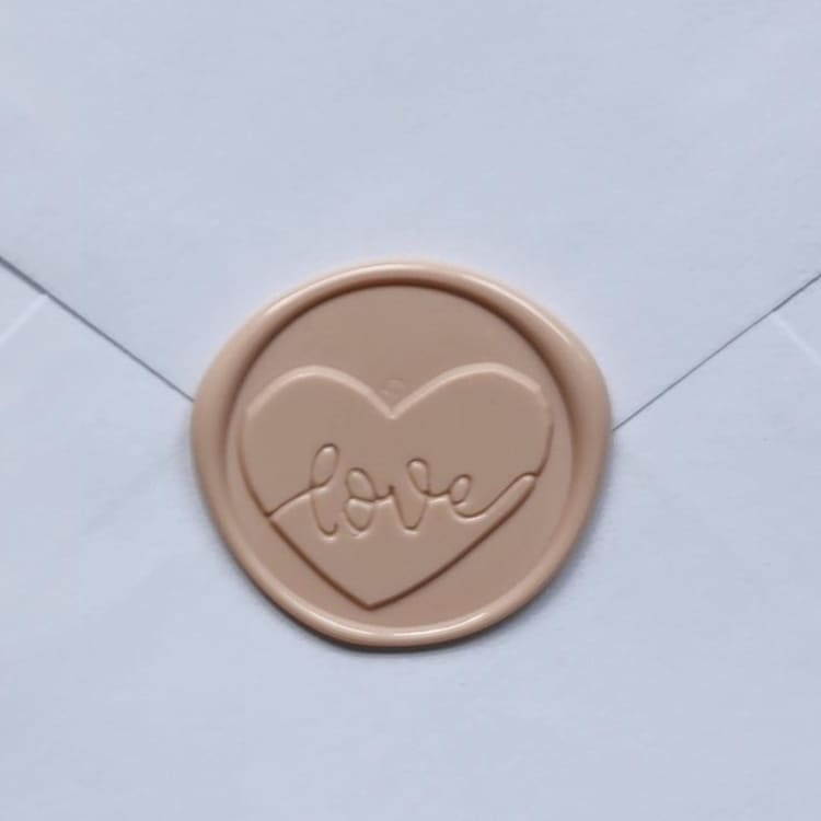 "Customizable Color Love Heart Self-adhesive Wax Seals, Set of 5" - Wax Seals in gold by MC silverlinings