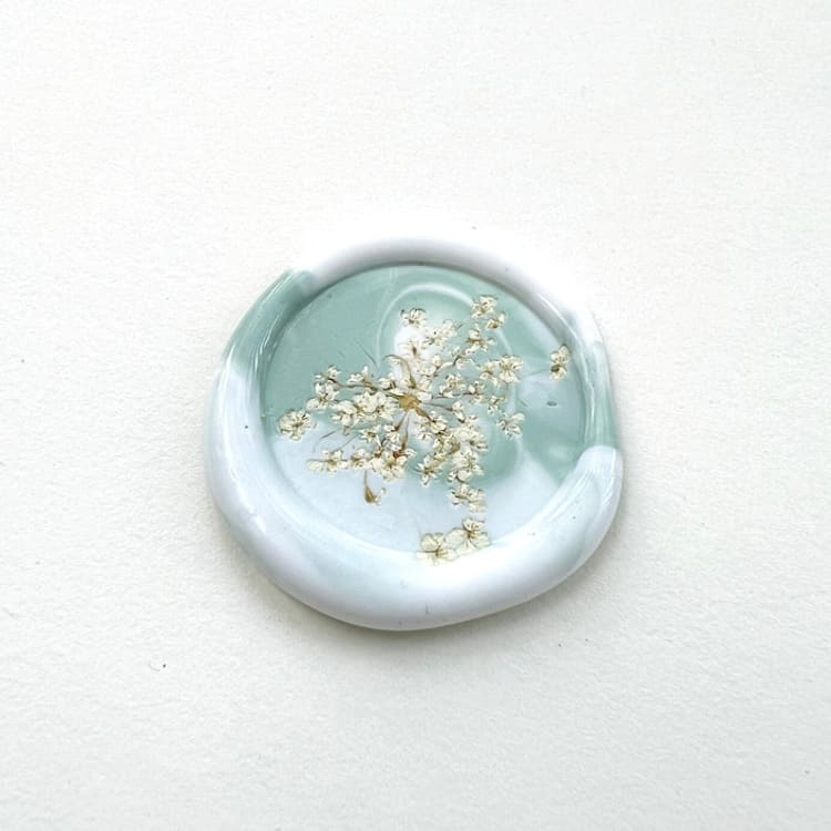 "Queen Anne's Lace Wax Seal in Sage Marble | Pack of 10" - Wax Seals in multicolor by Caitlin Home
