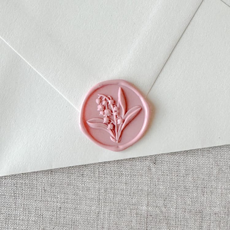 "Dusty Rose Lily of the Valley 3D wax seal stickers | Set of 10" - Wax Seals in pink by Orchid Studio