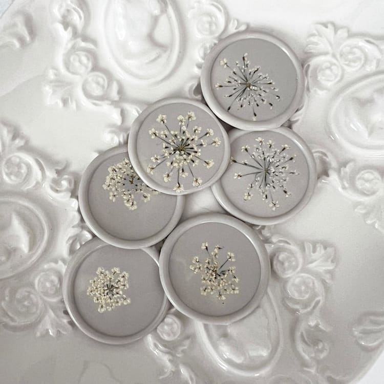 "Queen Anne's Lace in Linen Wax Seals | Pack of 10" - Wax Seals in gray by Caitlin Home