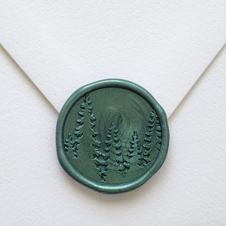 "Customizable Color Evergreen Trees Self-adhesive Wax Seals, Set of 5" - Wax Seals in multicolorassorted-colors by MC silverlinings