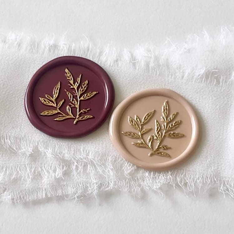 "Botanical Leaf Wax Seals with Gold Accent (set of 10 custom seals)" - Wax Seals in multicolorassorted-colors by Vee