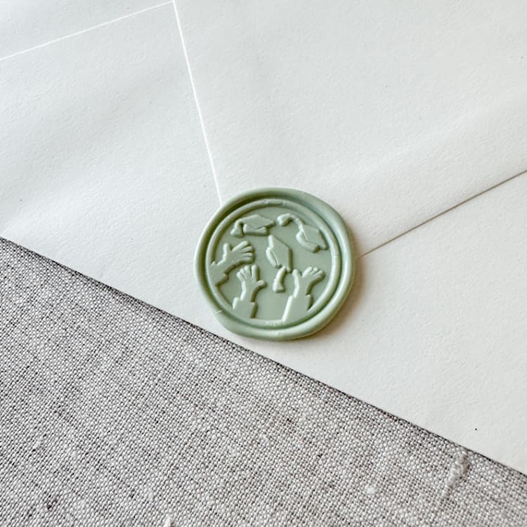 "Sage Green graduation wax seal - Graduation cap throw | Set of 10" - Wax Seals in green by Orchid Studio