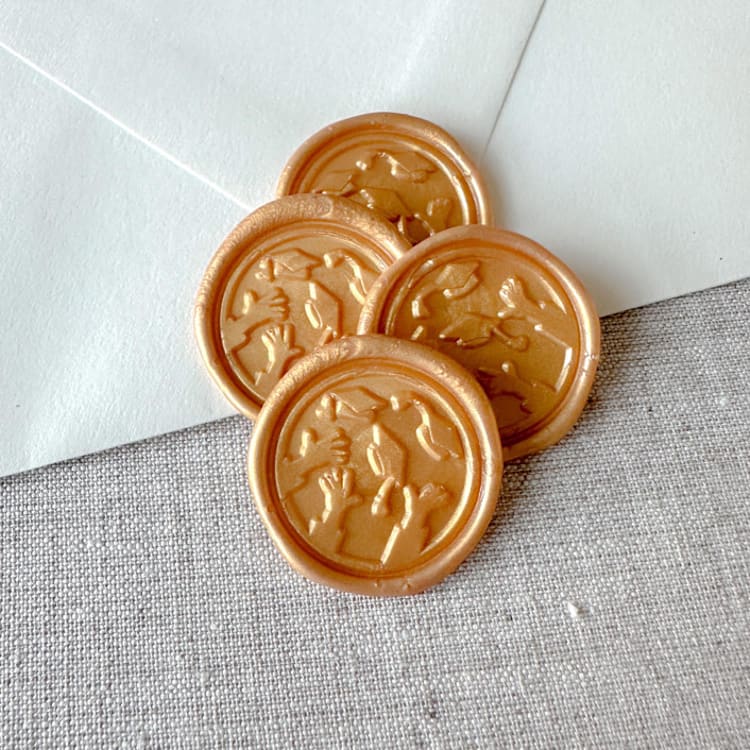 "Yellow Gold graduation wax seal - Graduation cap throw | Set of 10" - Wax Seals in gold by Orchid Studio