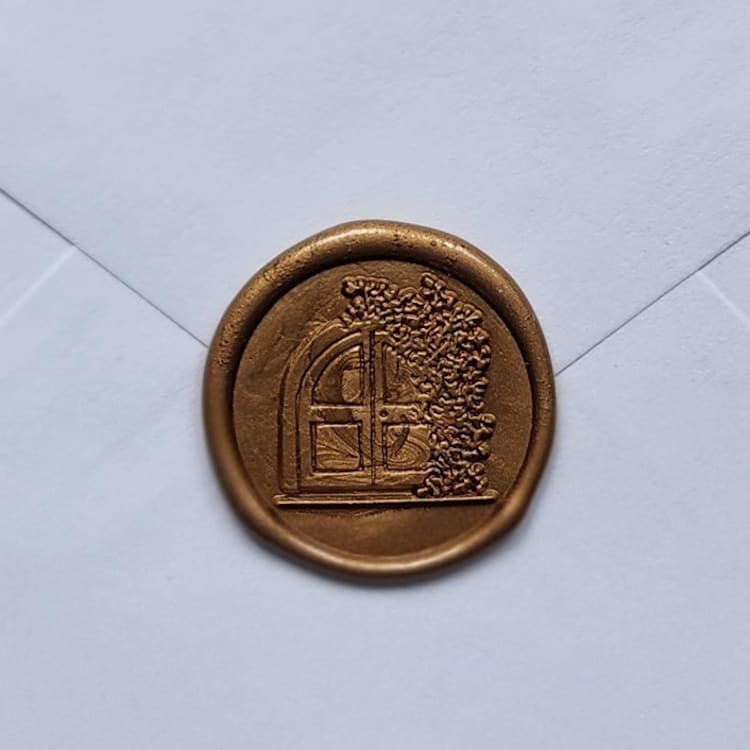 "Customizable Color Garden Window Self-adhesive Wax Seals, Set of 5" - Wax Seals in gold by MC silverlinings