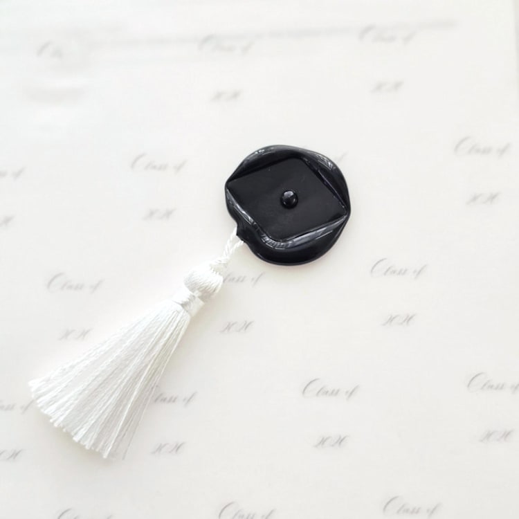 "Grad Cap with Mini White Tassel- Hand-crafted Wax Seals - Set of 25- Customizable Color" - Wax Seals in multicolor by Inkspiringletters
