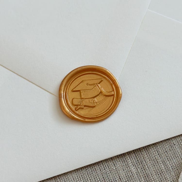 "Yellow gold graduation wax seal stickers | Set of 10" - Wax Seals in gold by Orchid Studio