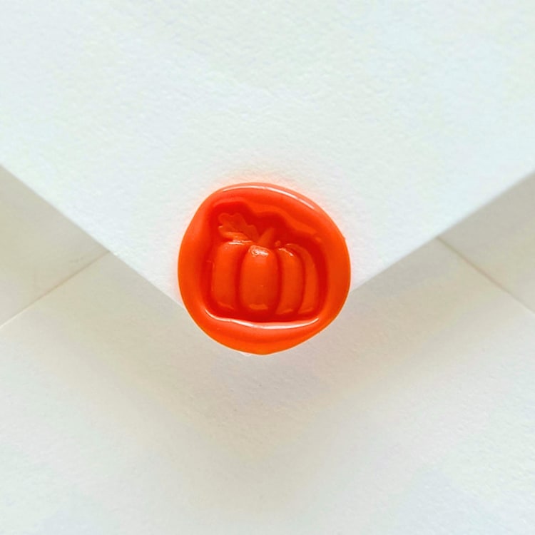 "Mini Pumpkin- Hand-crafted Wax Seals- Customizable Color- Set of 25" - Wax Seals in orange by Inkspiringletters