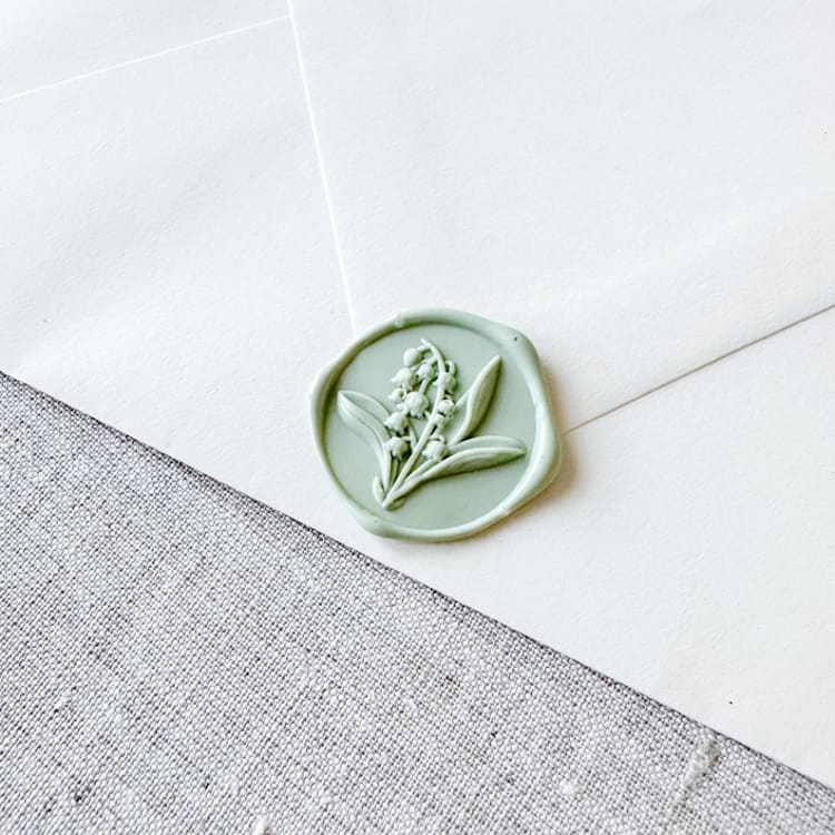 "Sage Green Lily of the Valley 3D wax seal stickers | Set of 10" - Wax Seals in green by Orchid Studio