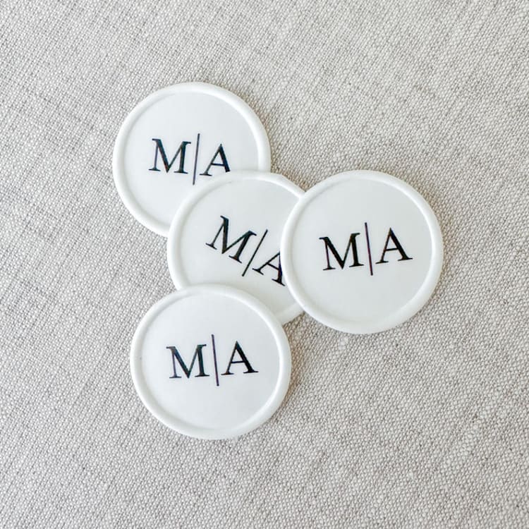"Custom initials wax seals (white base) | Set of 10" - Wax Seals in white by Orchid Studio