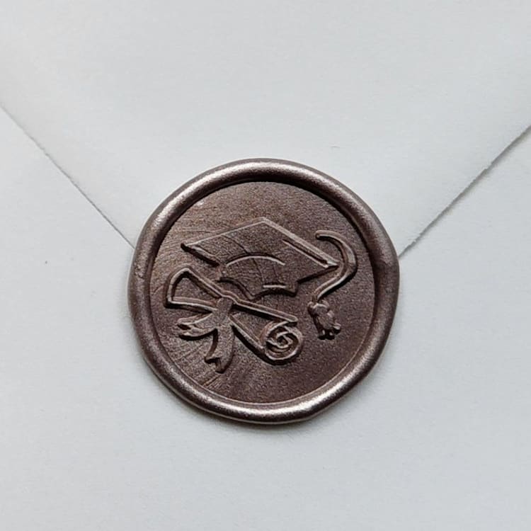 "Customizable Color Graduation Cap and Scroll Self-adhesive Wax Seals, Set of 5" - Wax Seals in multicolorassorted-colors by MC silverlinings