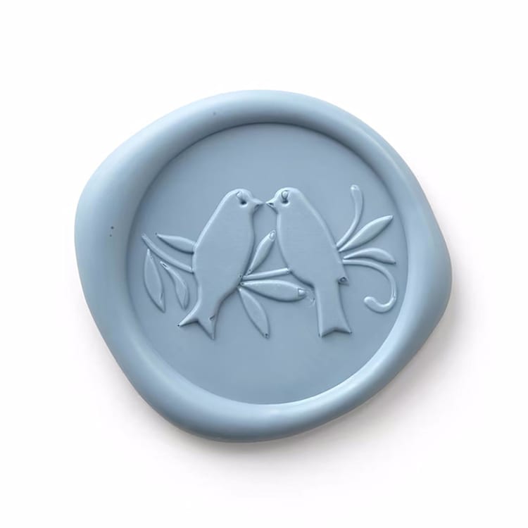 "Love Birds - Dusty Blue - Set of 25" - Wax Seals in blue by Papel Custom Design