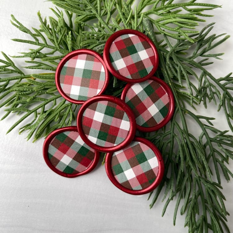 "Gingham Holiday Wax Seal - Set of 10" - Wax Seals in red by Honey Silks Co