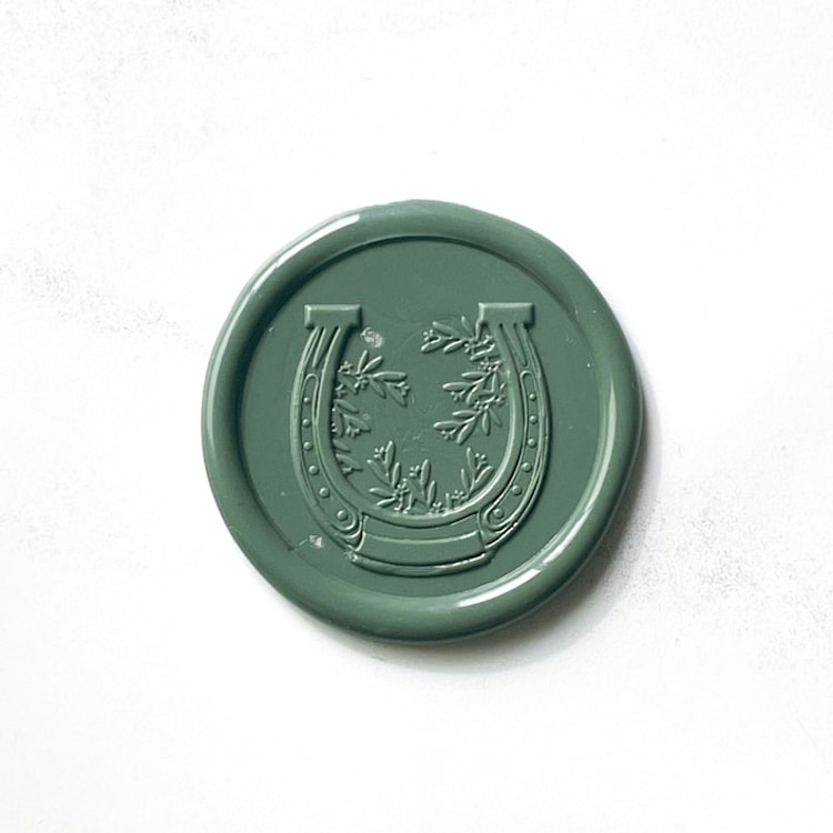 "Horseshoe Wax Seal in Sequoia Pack of 10" - Wax Seals in green by Abby Choi