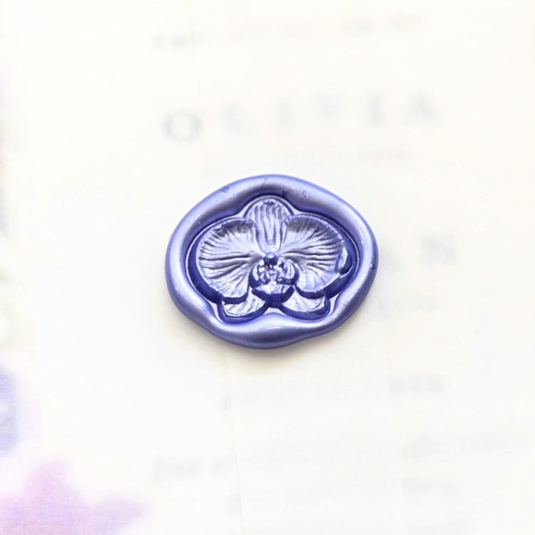 "Cattleya Orchid -Hand-crafted Wax Seals - Customizable Color- Set of 25" - Wax Seals in multicolor by Inkspiringletters