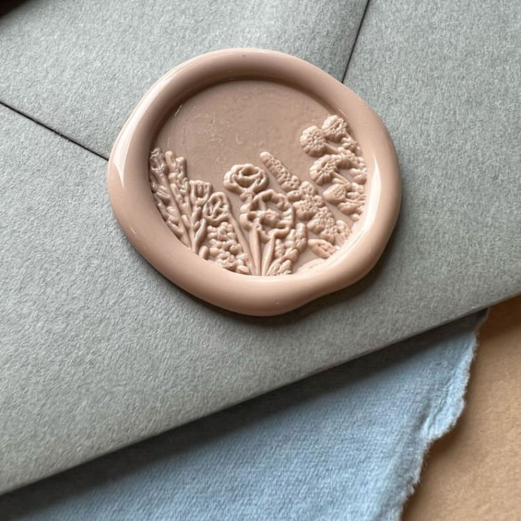 "Wild Flower Wax Seal in Nude - Pack of 25" - Wax Seals in natural by Eva Tadros