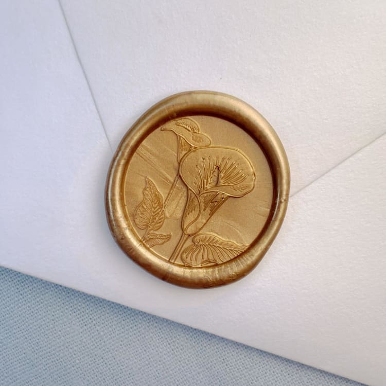 "Calla Lily Wax Seal (25 Pack)" - Wax Seals in gold by Sterling Stripes