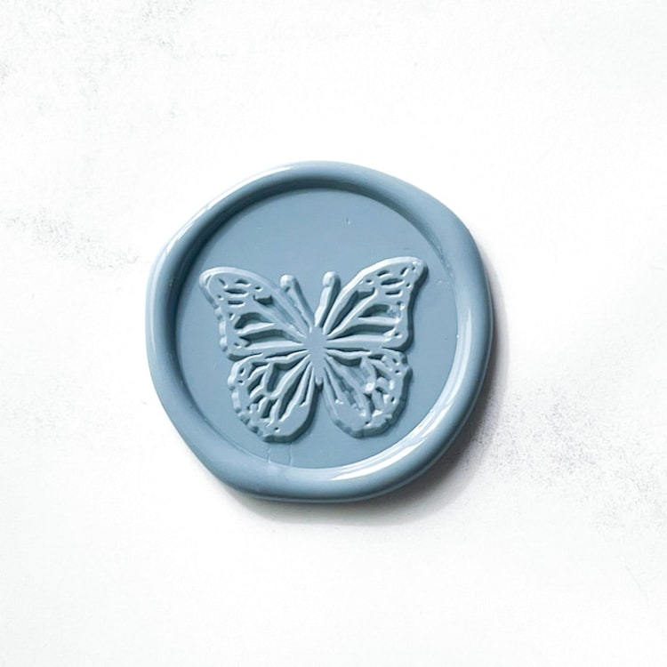 "Butterfly in Dusty Blue, Pack of 10" - Wax Seals in blue by Abby Choi