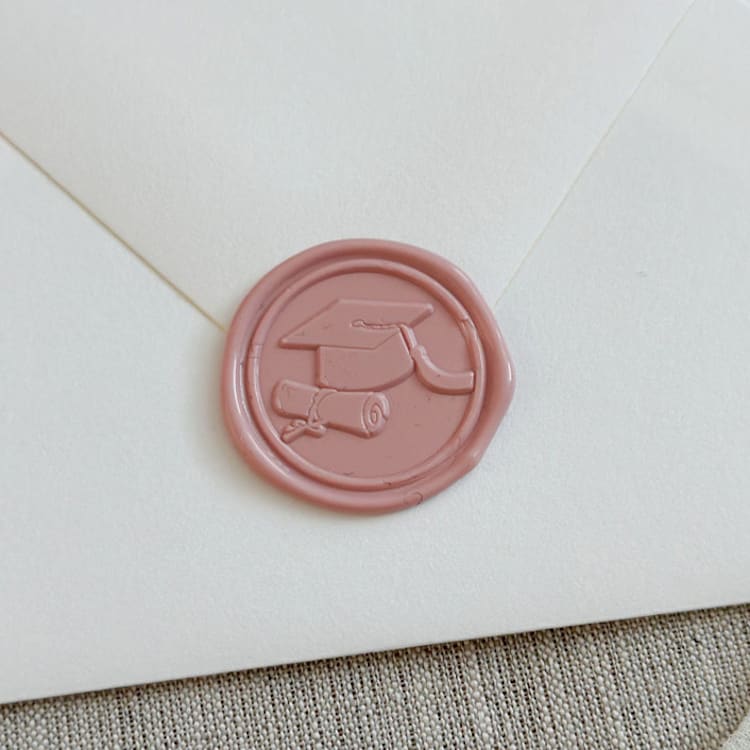 "Dusty rose graduation wax seal stickers | Set of 10" - Wax Seals in pink by Orchid Studio