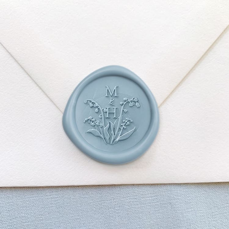 "Lily Wax Seal (50 Pack) Personalized" - Wax Seals in blue by Sterling Stripes