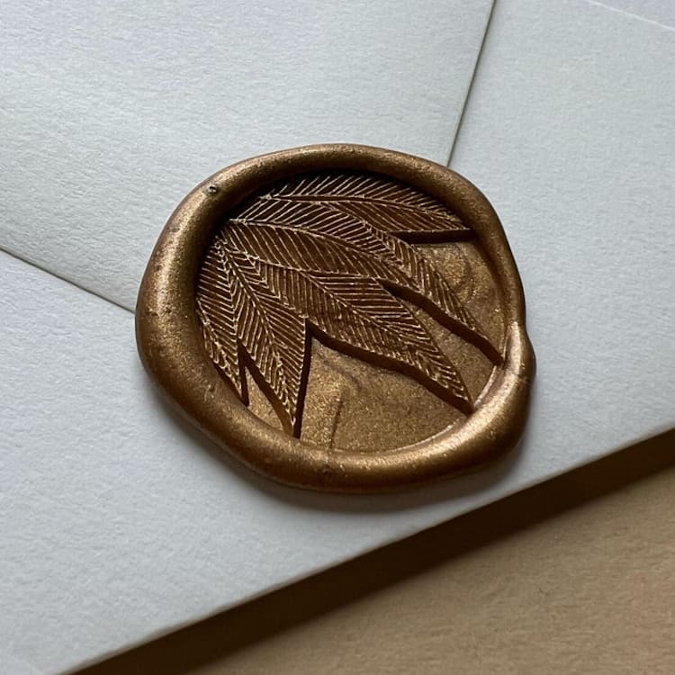 "Shady Palm Leaves in Antique Gold Pack of 25" - Wax Seals in gold by Eva Tadros