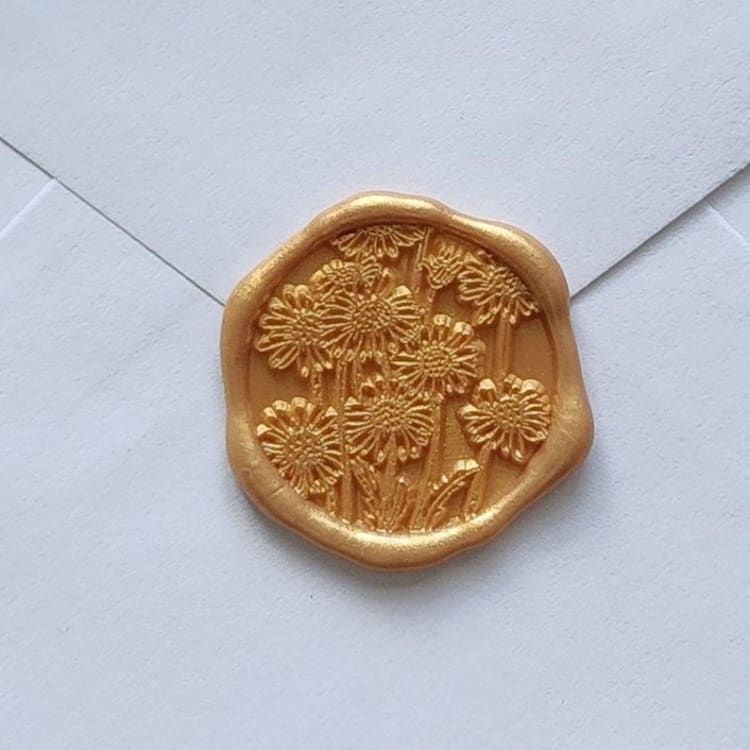 "Customizable Color Daisy Mums Self-adhesive Wax Seals, Set of 5" - Wax Seals in multicolorassorted-colors by MC silverlinings