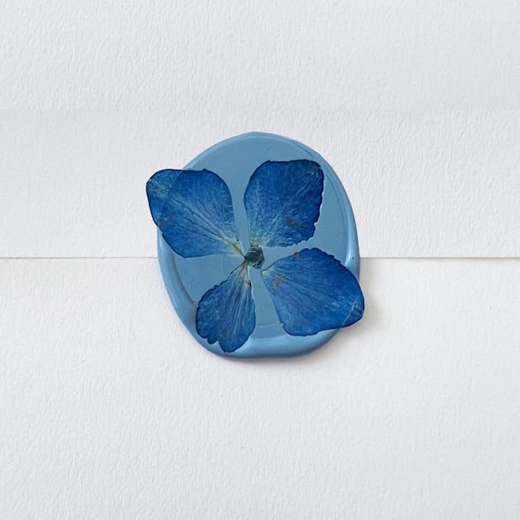 "Blue Hydrangea Wax Seal in Dusty Blue | Pack of 10" - Wax Seals in blue by Caitlin Home