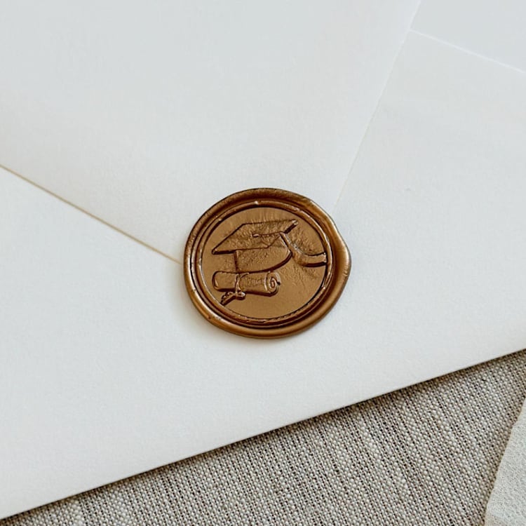 "Antique gold graduation wax seal stickers |Set of 10" - Wax Seals in bronze by Orchid Studio