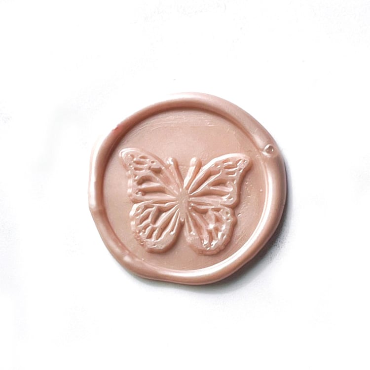"Butterfly in Champagne, Pack of 10" - Wax Seals in pink by Abby Choi