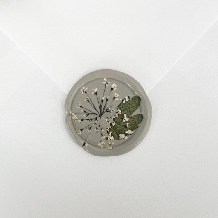 "Queen Anne's Lace and Leaf in Linen Wax Seals | Pack of 10" - Wax Seals in gray by Caitlin Home
