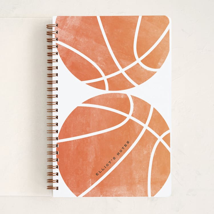 "Basketball" - Notebook in Pumpkin by Corinne Malesic - Front