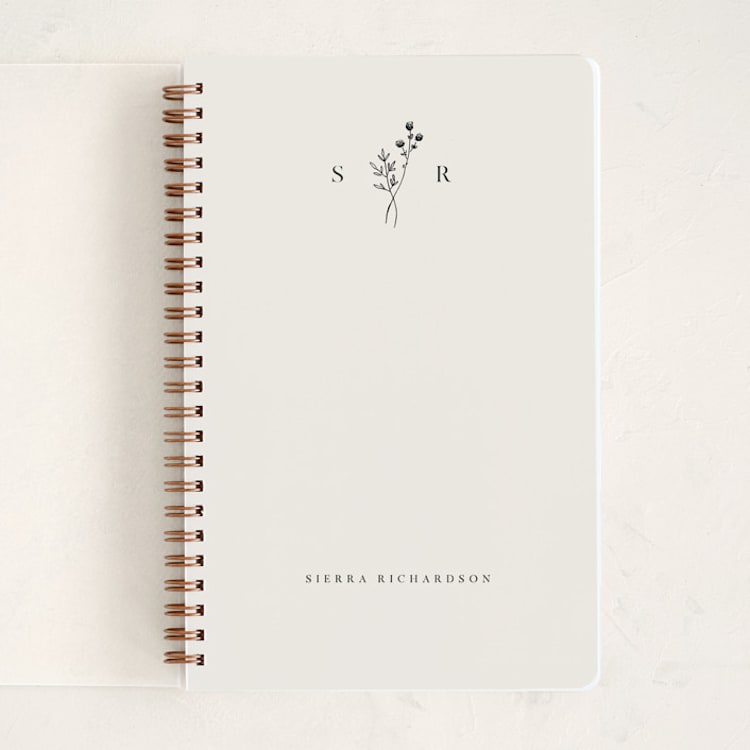 "Botanical Monogram" - Notebook in Linen by Kelly Schmidt - Front