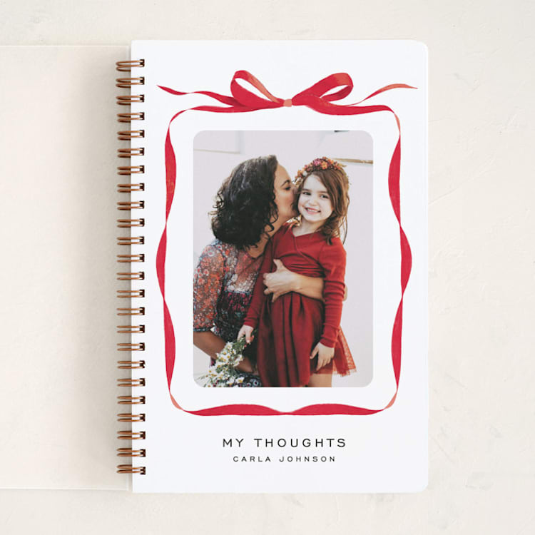 "Bow" - Notebook in Crimson by Olivia Kanaley Inman - Front