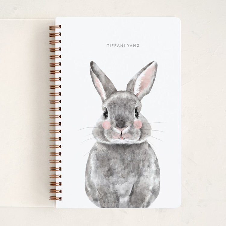 "Baby Animal Rabbit" - Notebook in Pebble by Cass Loh - Front
