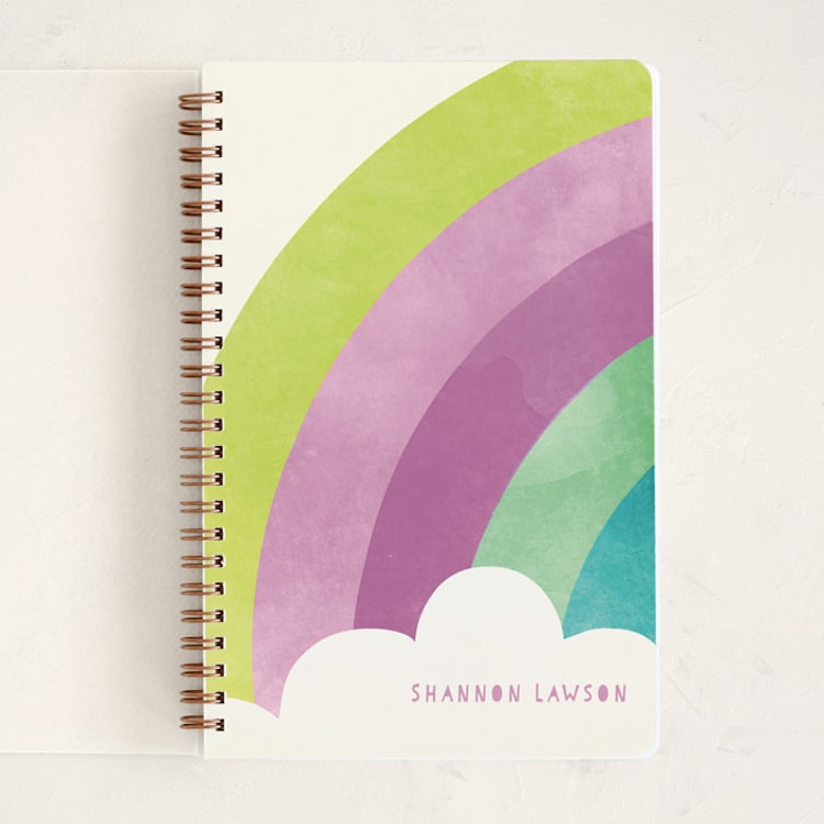 "Bright Rainbow" - Notebook in Poppy by Lori Wemple - Front