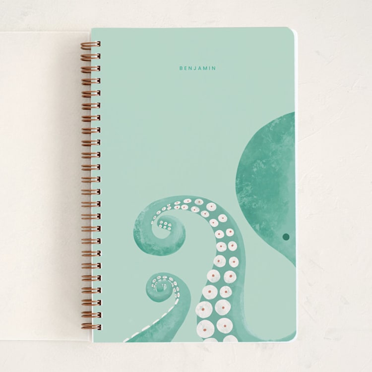 "Mr Octopus" - Notebook in Mint by Adelyn T. - Front