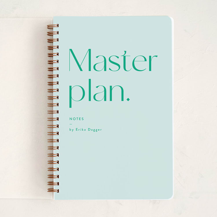 "Master Plans" - Notebook in Evergreen by Erika Firm - Front