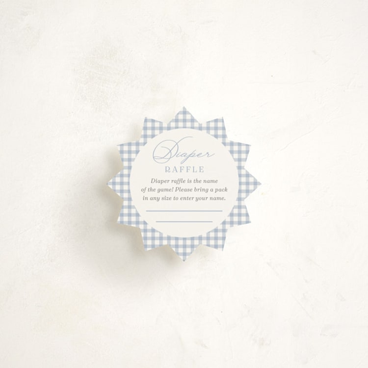 "Gingham Rockinghorse" - Mini Novelty Enclosure Cards in Baby Blue by Olivia Raufman - Front